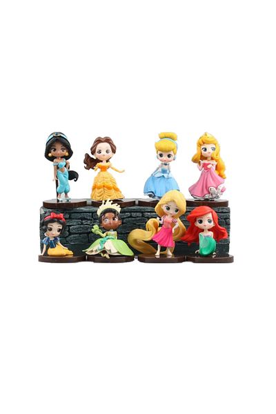Choice without box Disney high quality 8Pcs/Set Kawaii Q Snow White Princess Action Figure Ariel Belle Rapu