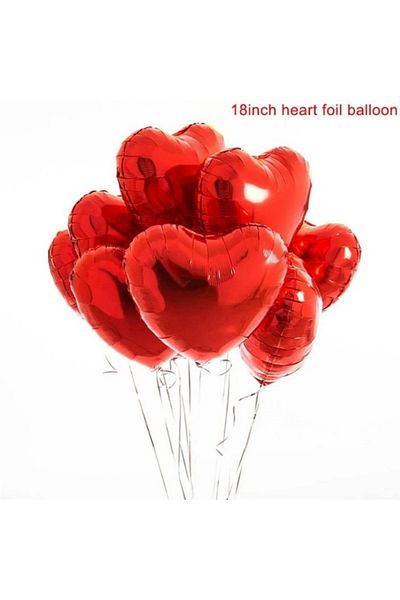 Choice1 10Pcs 18inch Red 1/5/10Pcs 18inch Red Love Heart Shape Foil Balloons Wedding Birthday Party Decorati