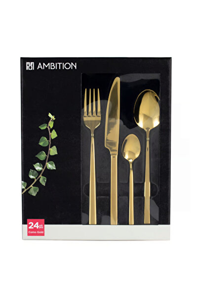 Ambition Set tacamuri inox, 24 piese, 6 persoane, auriu, Como Gold