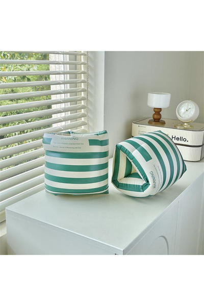 Choice زوج واحد من عوامات ذراع السباحة بطباعة كرتونية مخططة باللون الأخضر، وأ...