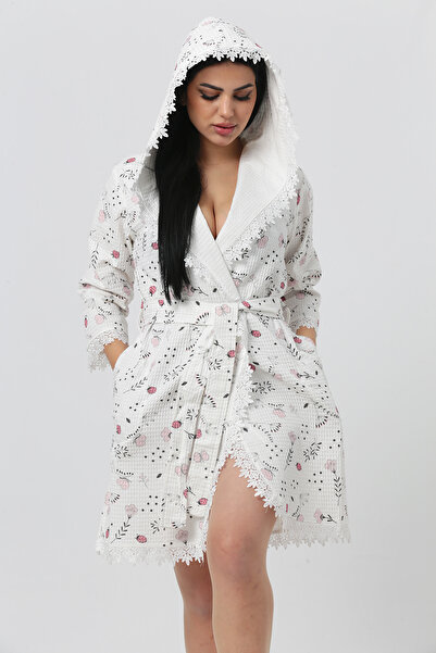 Nuşa Brodeli Pike Bambu Pamuk Sabahlık