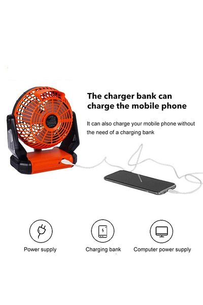 Generic مروحة متحركة بعدة مستويات لقوة الهواء وانارة 2 في 1 USB مع ريموت تحكم