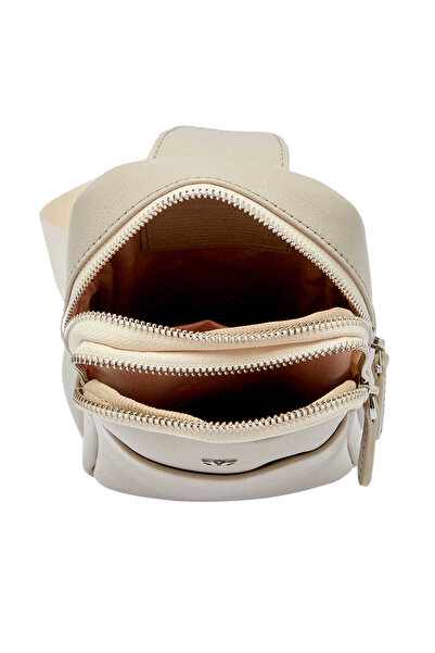 Tergan Bej Hakiki Deri Unisex Çapraz Askılı Çanta - S1AC00021514-B57