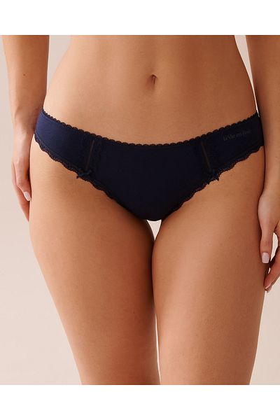La Vie en Rose Cotton and Lace Detail Bikini Panty