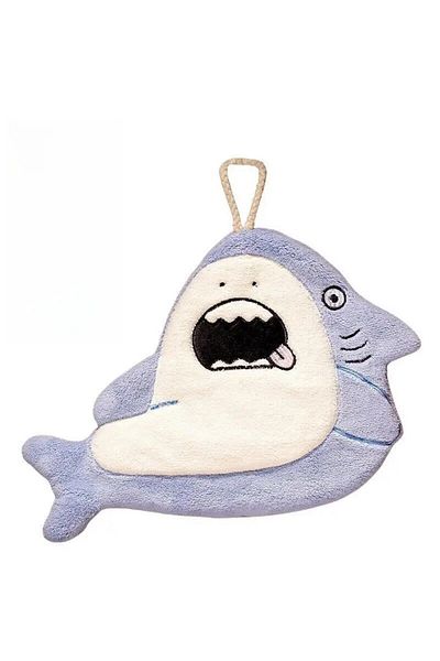 Choice Blue Hand Towel Cute Animal Cartoon Shark Household Cleaning Rag Hanging Absorbent Coral Fleece Kitc