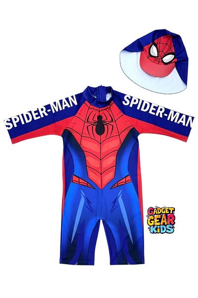 Gadget Gear Long Sleeve Jumpsuit - Swimsuit with Hat Print Detail