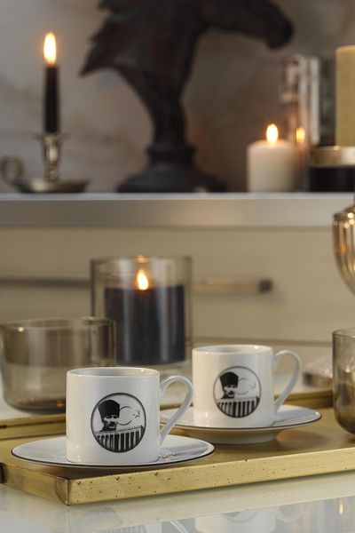 Kütahya Porselen Ataturk 4 Piece Coffee Set for 2 People 11562