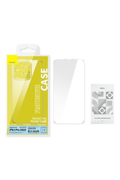 Baseus Baseus Crystal Series Magnetic Case for iPhone 14 Pro with Tempered Glass Protector - Clear