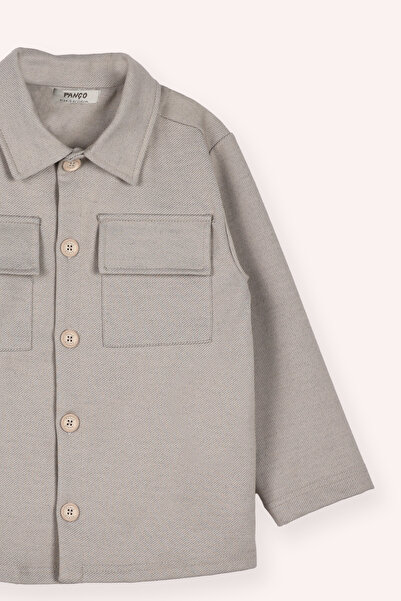 Panço Erkek Çocuk Patı Düğmeli Cepli Yumuşak Dokulu Taş Gömlek