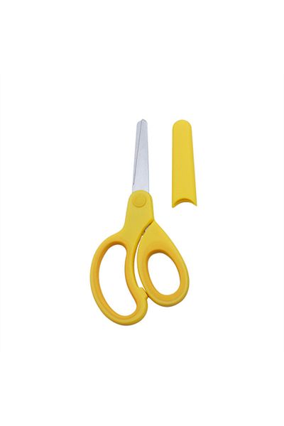 Choice Yellow Safty Scissors For Kids Student DIY Paper Children's Left-handed Scissors Scissors With Sleev