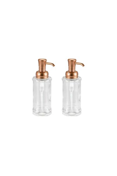 Generic Brand 2 Pieces Liquid Soap Dispenser Bathroom Set - Glass Gold Brass, 7X7X20Cm, 325ml