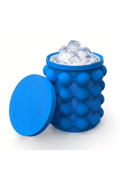 Choice Blue 1pc, Ice Bucket, 2-in-1 Silicone Ice Bucket And Cube Tray, Perfect For Bars, Clubs, Restaurants