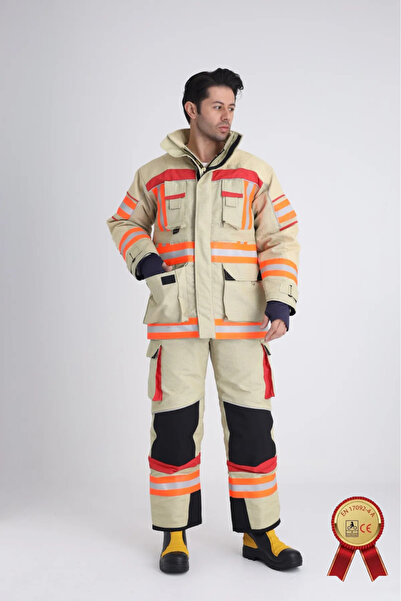 YAREN TEKSTİL Firefighter Outfit Coat-Salopet Trousers Set