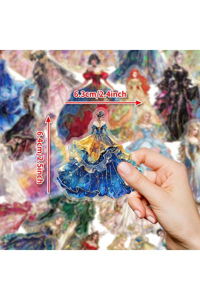 Choice 30pcs 30 Pcs Evening Dress Dress Up Pet Stickers Retro Girl Laser Laser Hot Stamping Decorative Wate