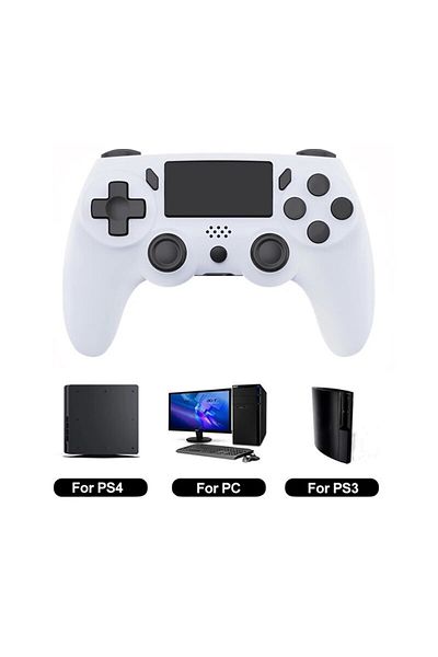 Choice White GAMINJA Wireless Gamepad with Six Axis Gyros Dual Vibration Game Controller For PS4 PS3 Game C