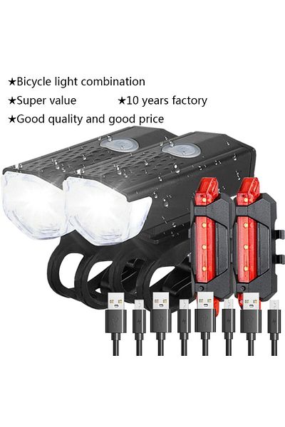 Choice 2 sets Cycling Light Bicycle Lantern USB LED Rechargeable Set Mountain Bike Light Front Back Headlig