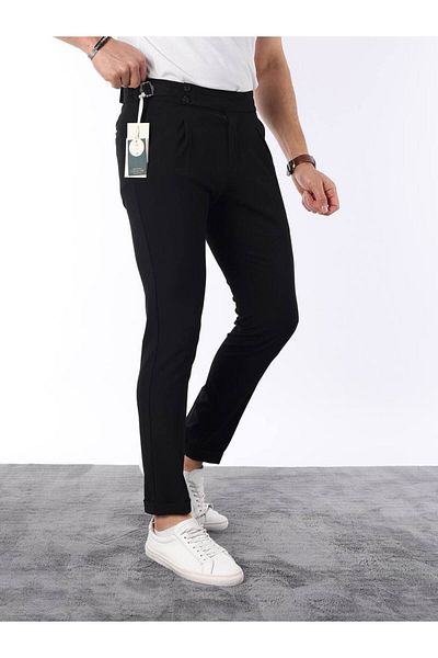 LUMAST New Season Men's Premium Basic Double Leg Pleated Lycra Fabric Pants
