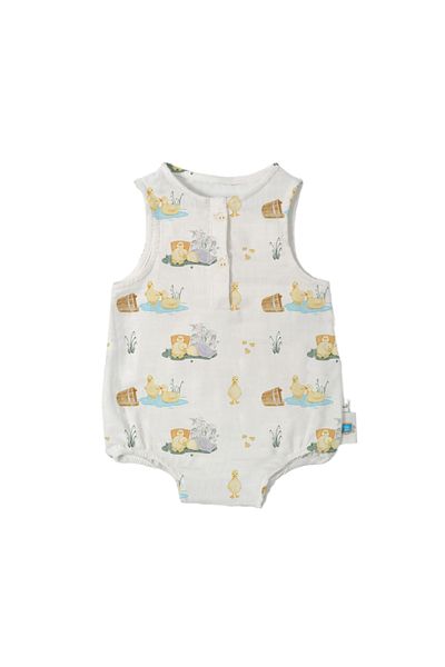 DEUX LAPINS 100% Cotton Muslin Baby Boy Sleeveless Jumpsuit - Petits Caneton