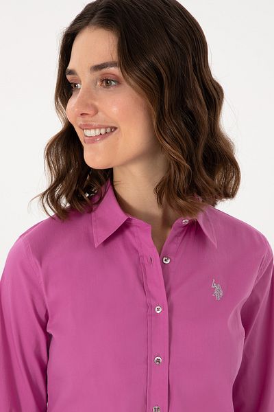 U.S. Polo Assn. Cămașă de bază cu mânecă lungă fucsia pentru femei 50298112-VR023