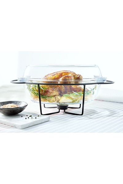 Ambition Vas termorezistent cu incalzitor 4.5L, suport negru, chafing dish, Saule