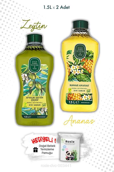 Eyüp Sabri Tuncer Ayvalık Olive Blossom and Hawaiian Pineapple Liquid Soap 1.5L and Rosie