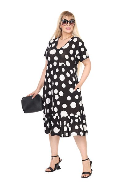 MELSAY Women's White Large Polka Dot V Neck Short Sleeve Ruffle Robe Dress
