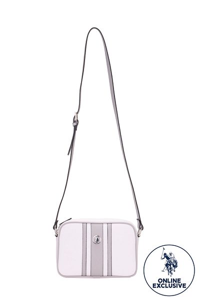 U.S. Polo Assn. Geantă de umăr pentru femei alb gri Us3033 Exclusiv