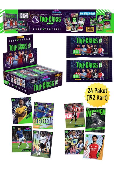 hediyecik Panini Top Class Premier League 2025 Footballer Cards 24 Packs (192 Cards)