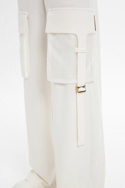 GİZİA Kargo Cepli Bol Paça Ekru Pantolon