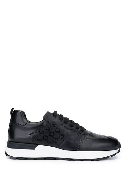 Tamer Tanca Men's Genuine Leather Black Sneakers & Sports Shoes