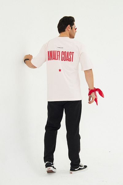 The Champ Clothing Amalfi Coast Printed Oversize Men's Cotton Crew Neck Printed T-Shirt