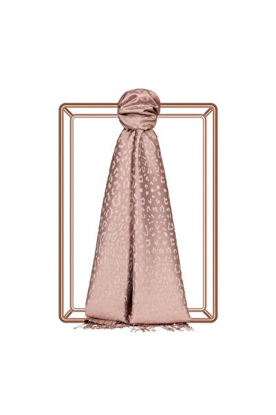 ipekevi Șal de mătase cu model jacquard leopard 5784-Liliac îmbătrânit