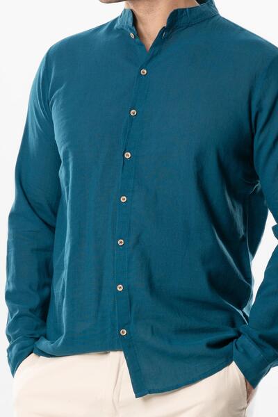 Eliş Şile Bezi Довгий рукав Поплін Егейський чоловічий літній сорочка нафта Ptrl