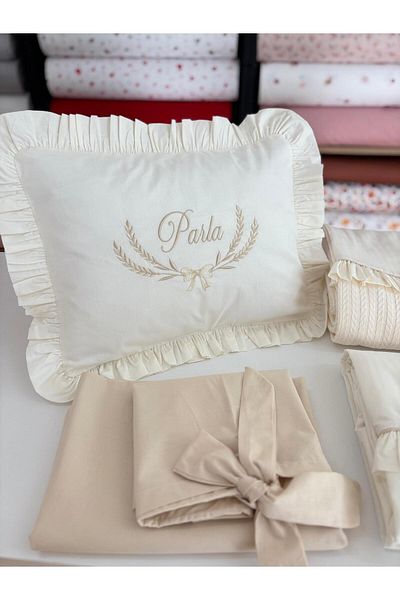 GAYE EV TEKSTİLİ 100% Cotton Pique Duvet Cover Set Single Name Embroidered