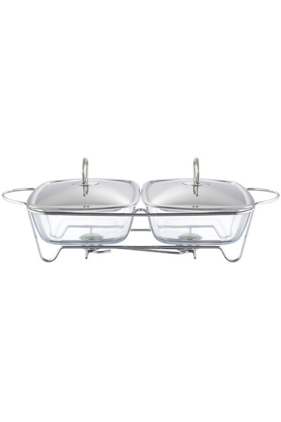 Ambition Heat-resistant dish with heater 2x2.5L, silver stand and lid, chafin...