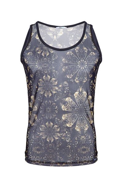 inkasole Men's Patterned Transparent Tank Top 7604