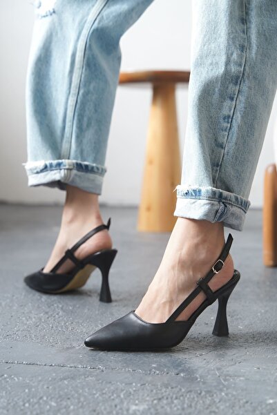 MODAADAM Γυναικεία παπούτσια Barbos με τακούνι - μαύρο-δερμάτινο