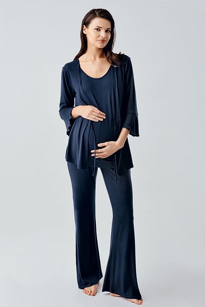 Artış Three-Quarter Sleeve Flared Leg Flexible Viscous Maternity Pajamas Suit