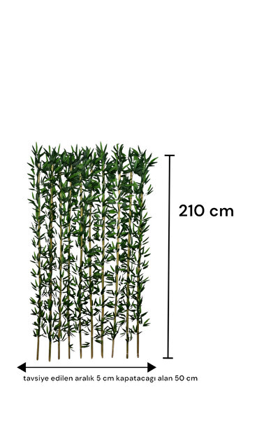 ERHAN FLOWERS ÇİÇEK & DEKORASYON 210 cm yapay bambu  dogal govde yogun yaprak