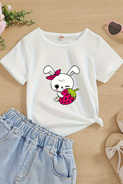 MYADA Premium Strawberry Rabbit printed trend για κορίτσια T-Shirt 23568