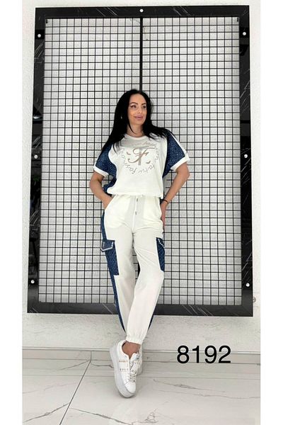 Sep Butik Design Denim Detail Pearl Tracksuit Set