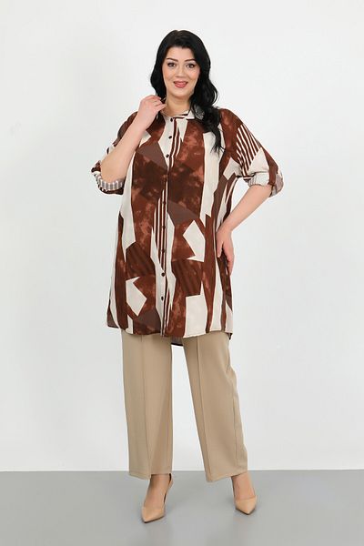 By Alba Collection Γυναικείο χιτώνα από βαμβακερή βισκόζη με μαύρισμα σχέδιο