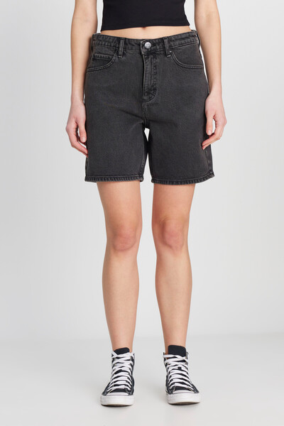 Lee Slim Fit Dar Kesim Normal Bel Bermuda Antrasit Jean Kot Şort