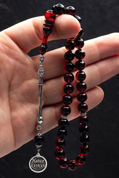 OTTOTESBİH Erkek Hediyelik Gümüş Püsküllü Kehribar Tesbih, Isimli Tesbih