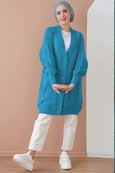 Bigdart 15768 Cardigan de tricotaj Hijab - B.Blue
