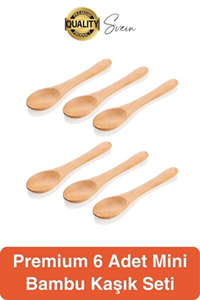Svein Set of 6 Mini Bamboo Food and Spice Spoons Wooden Eco-Friendly Kitchen ...