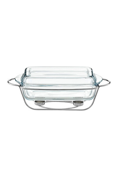 Ambition Vas termorezistent cu incalzitor 3.9L, suport argintiu, chafing dish...