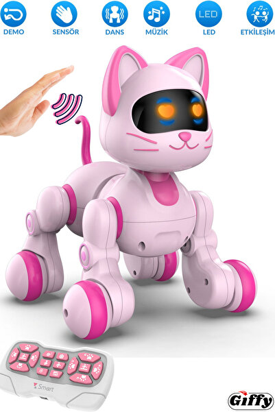 giffy Oyuncak Full Fonksiyon Uzaktan Kumandalı El Sensörlü Şarjlı Işıklı Müzikli Dansçı Robot Kedi