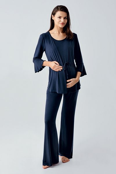 Artış Three-Quarter Sleeve Flared Leg Flexible Viscous Maternity Pajamas Suit