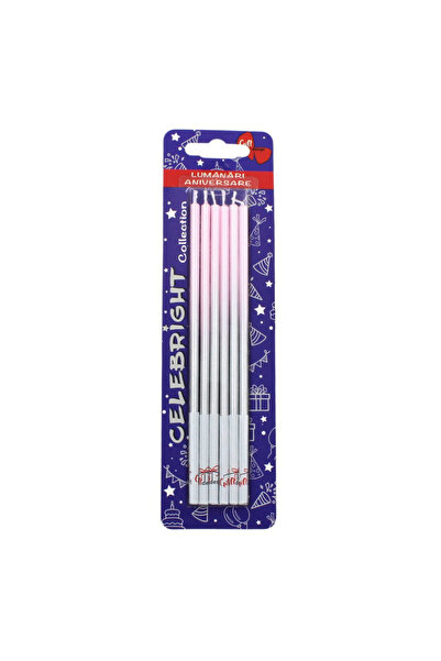 BM GİFT DESİGN Set 6 lumânări pentru tort, Royal, roz argintiu, Celebright, 1...